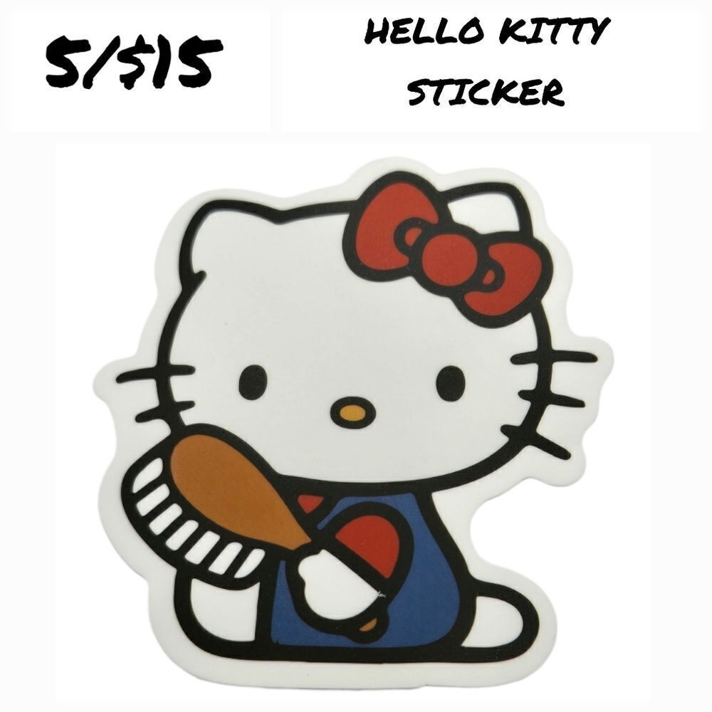 Hello Kitty Sticker Cat Hairbrush Blue Self-Adhesive Matte Laptop Luggage Locker